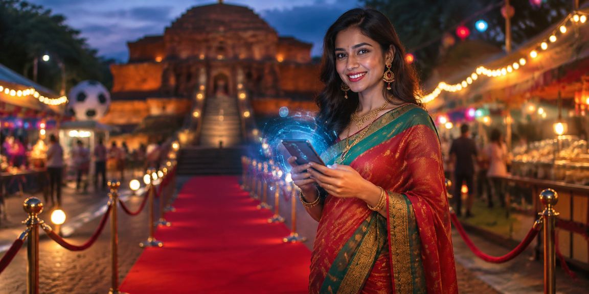 বাংলাদেশে শাড়ি পরা ব্যবহারকারী ফুটবল বেটিং করছেন মোবাইলে